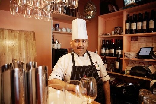 Chef Joginder Singh in the kitchen at Spice Village